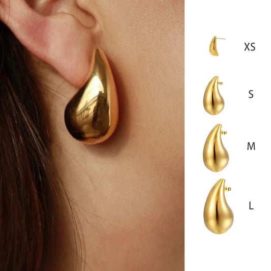 18K Gold Plated Chunky Water Drop Earrings – Vintage Statement Jewelry