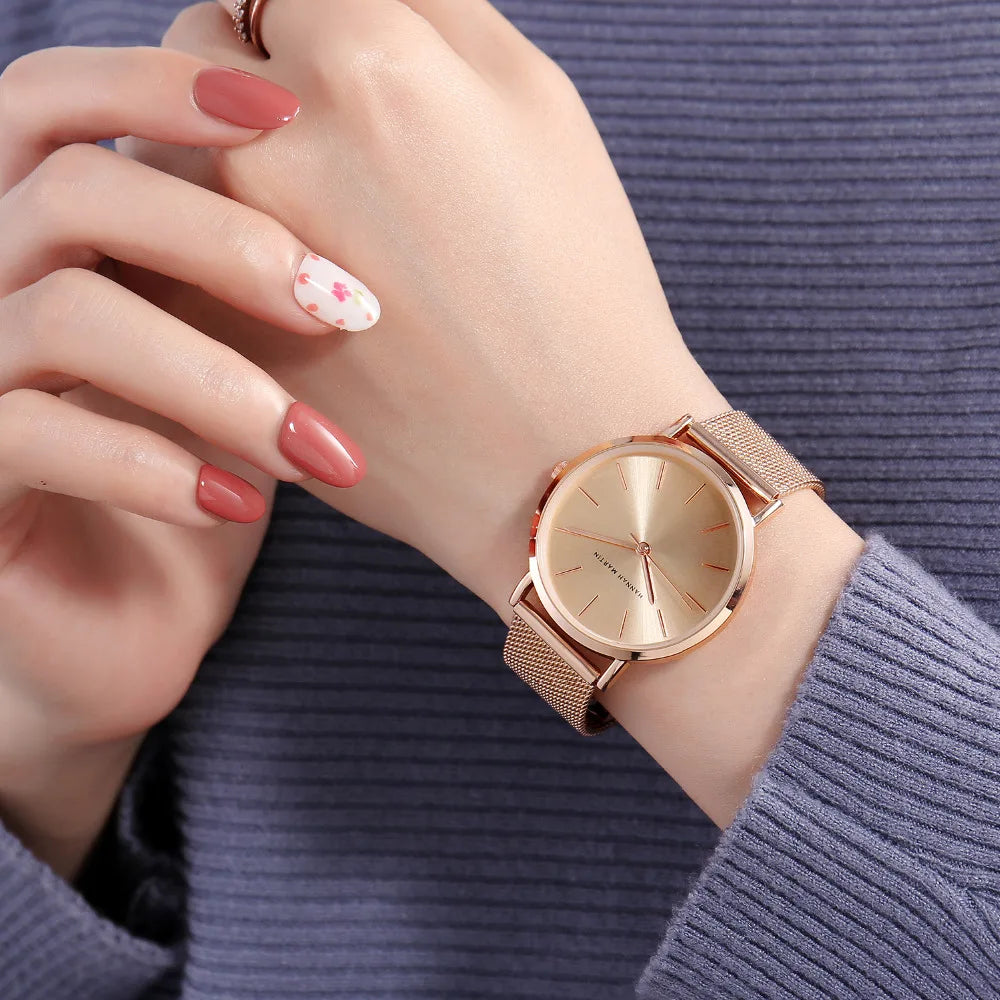 Luxury Rose Gold Stainless Steel Women's Watch – Waterproof & Elegan