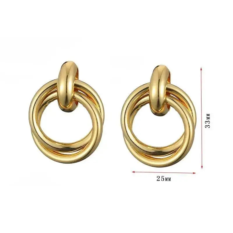 Vintage Gold and Silver Oval Hoop Earrings for Women