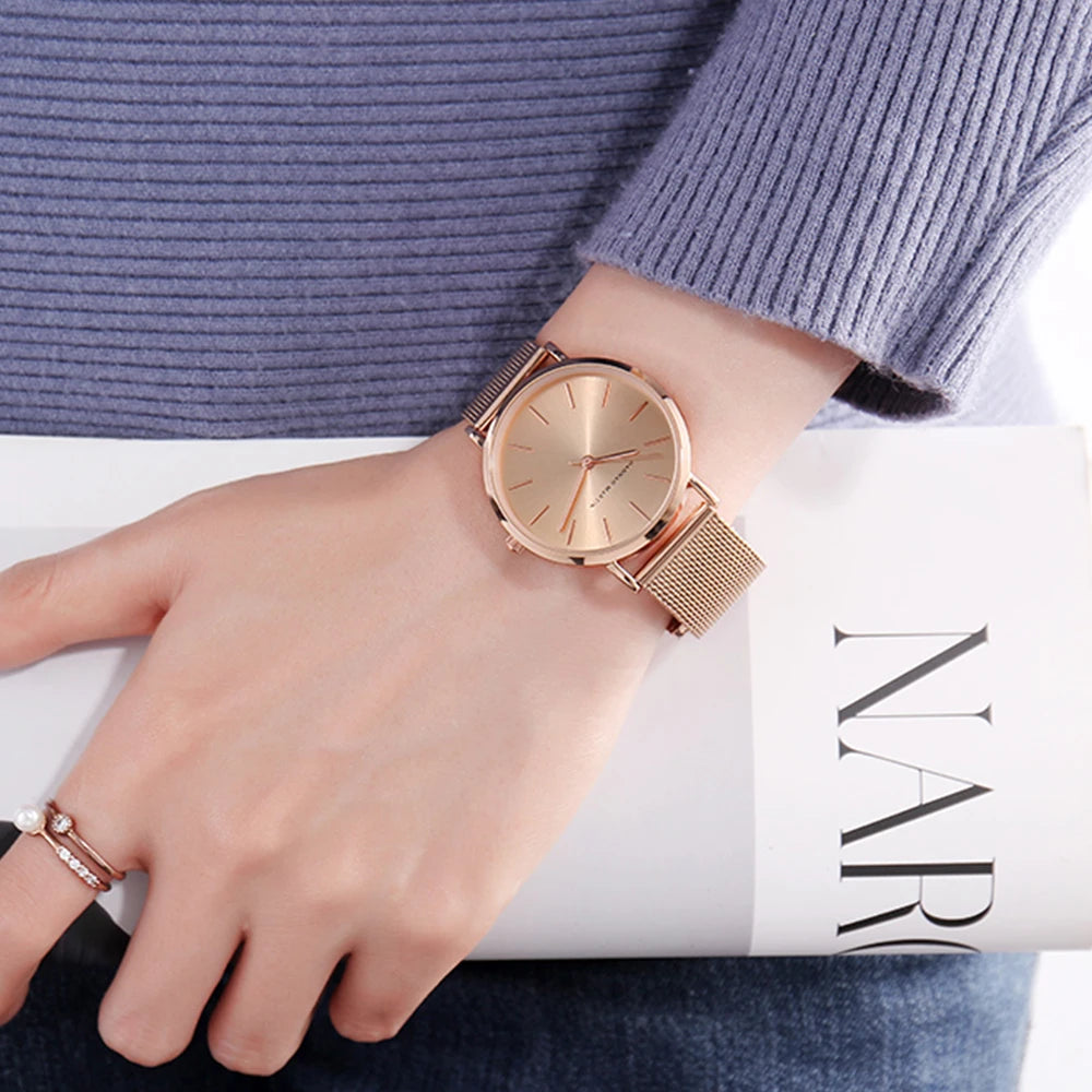 Luxury Rose Gold Stainless Steel Women's Watch – Waterproof & Elegan