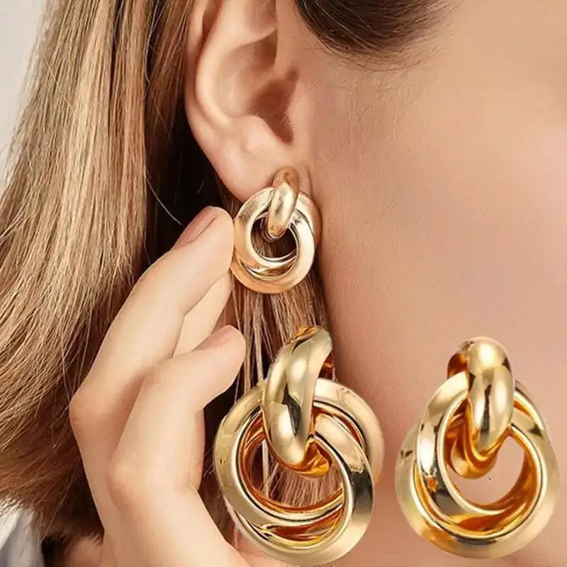 Vintage Gold and Silver Oval Hoop Earrings for Women