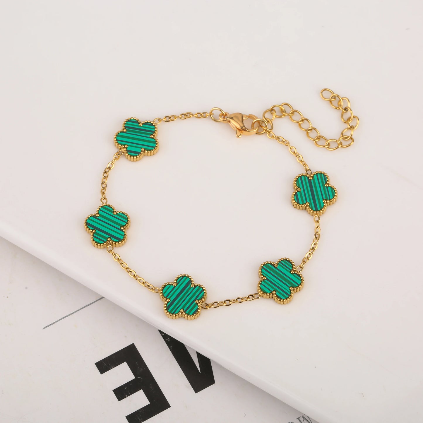 Gold Plated Clover Flower Bracelet for Women