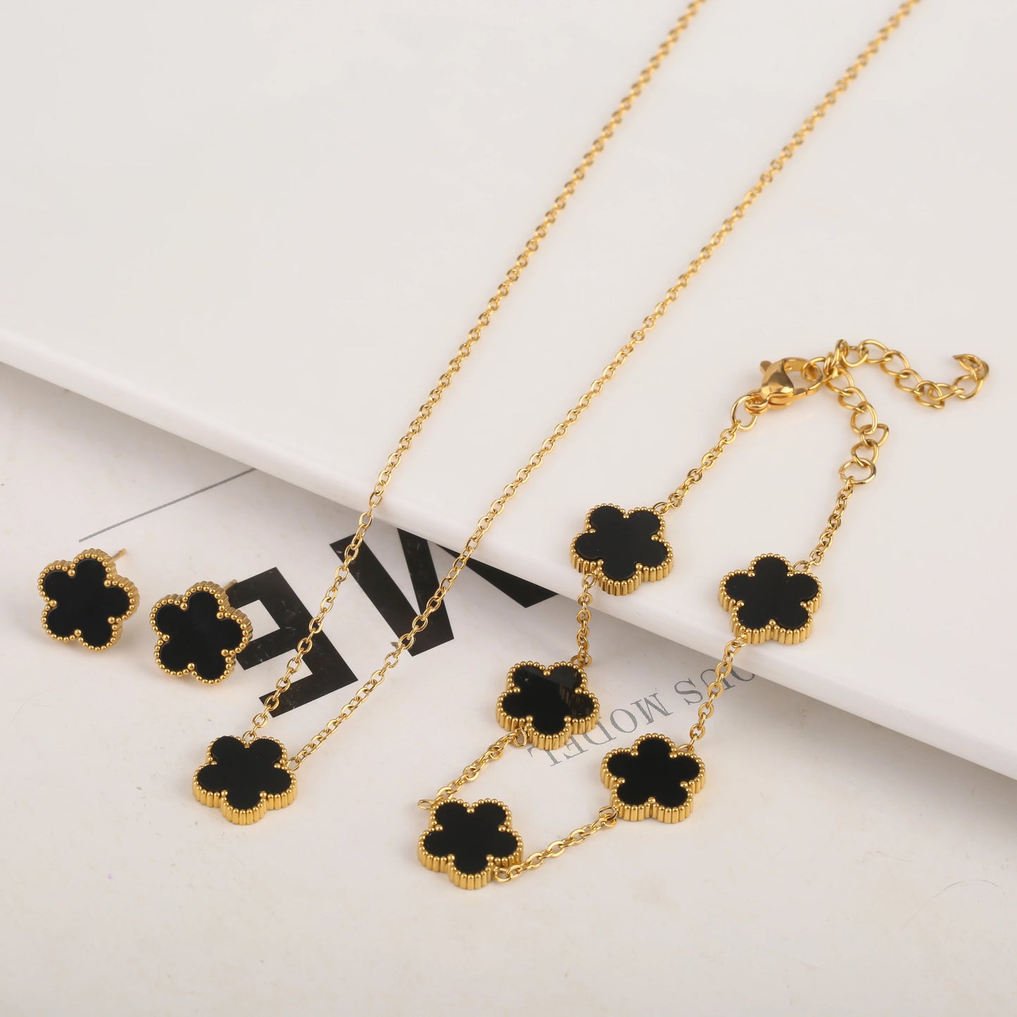 Gold Plated Clover Flower Bracelet for Women