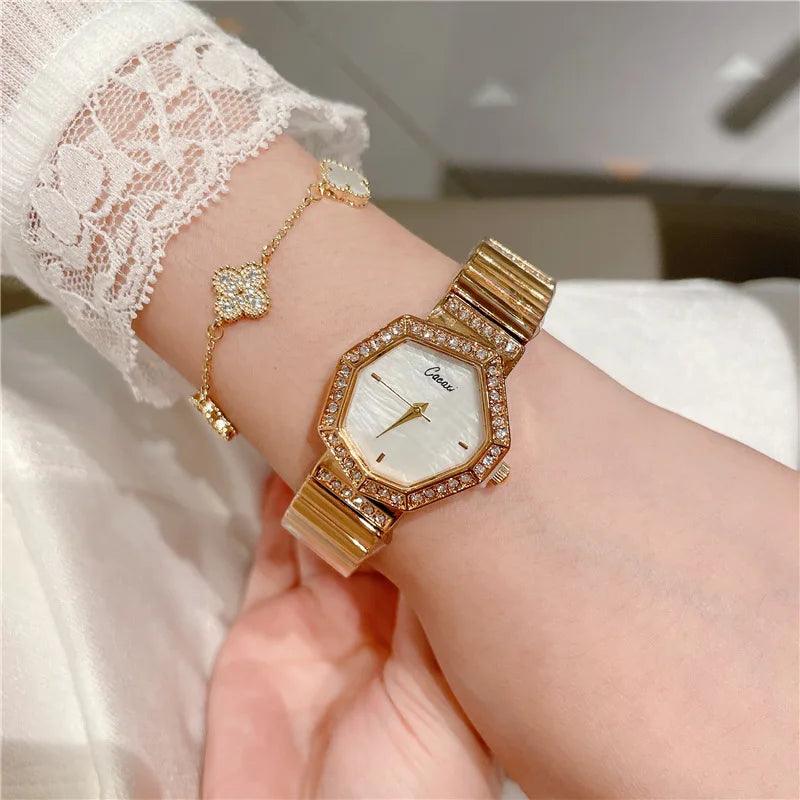 Rose Gold Square Quartz Watch – Elegant Stainless Steel Design