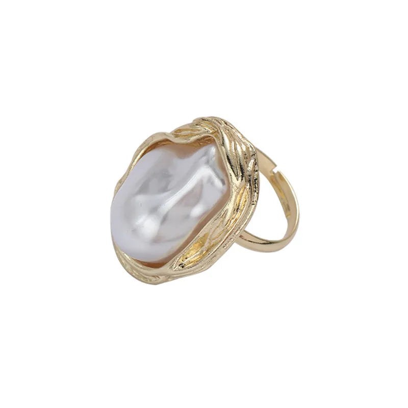 Starfish Pearl Adjustable Gold Ring for Women