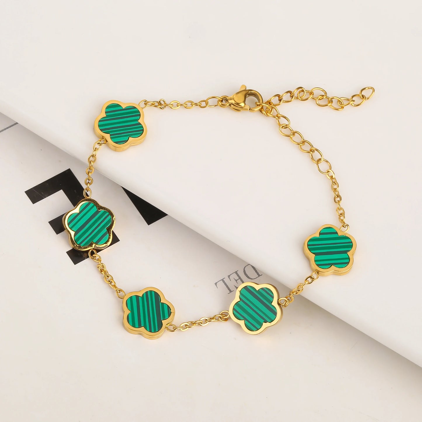 Gold Plated Clover Flower Bracelet for Women