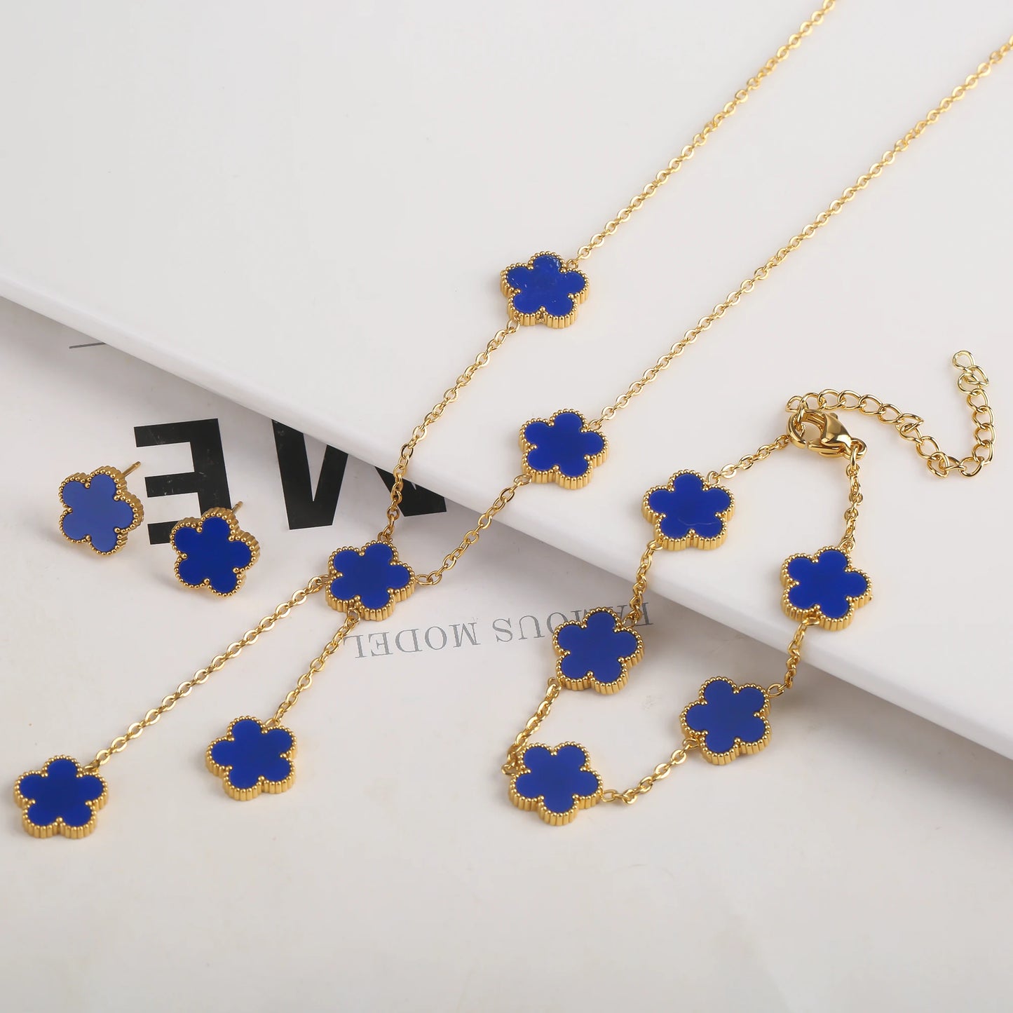 Gold Plated Clover Flower Bracelet for Women