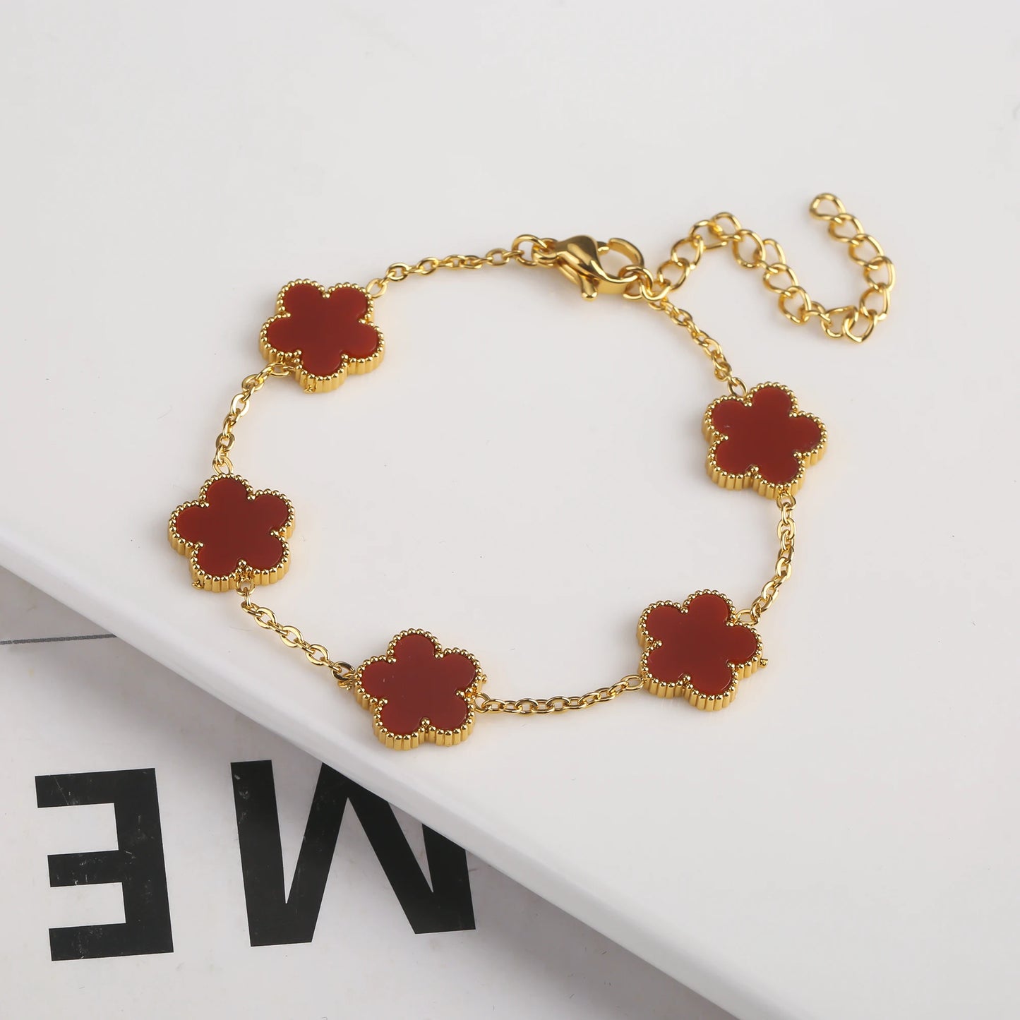 Gold Plated Clover Flower Bracelet for Women