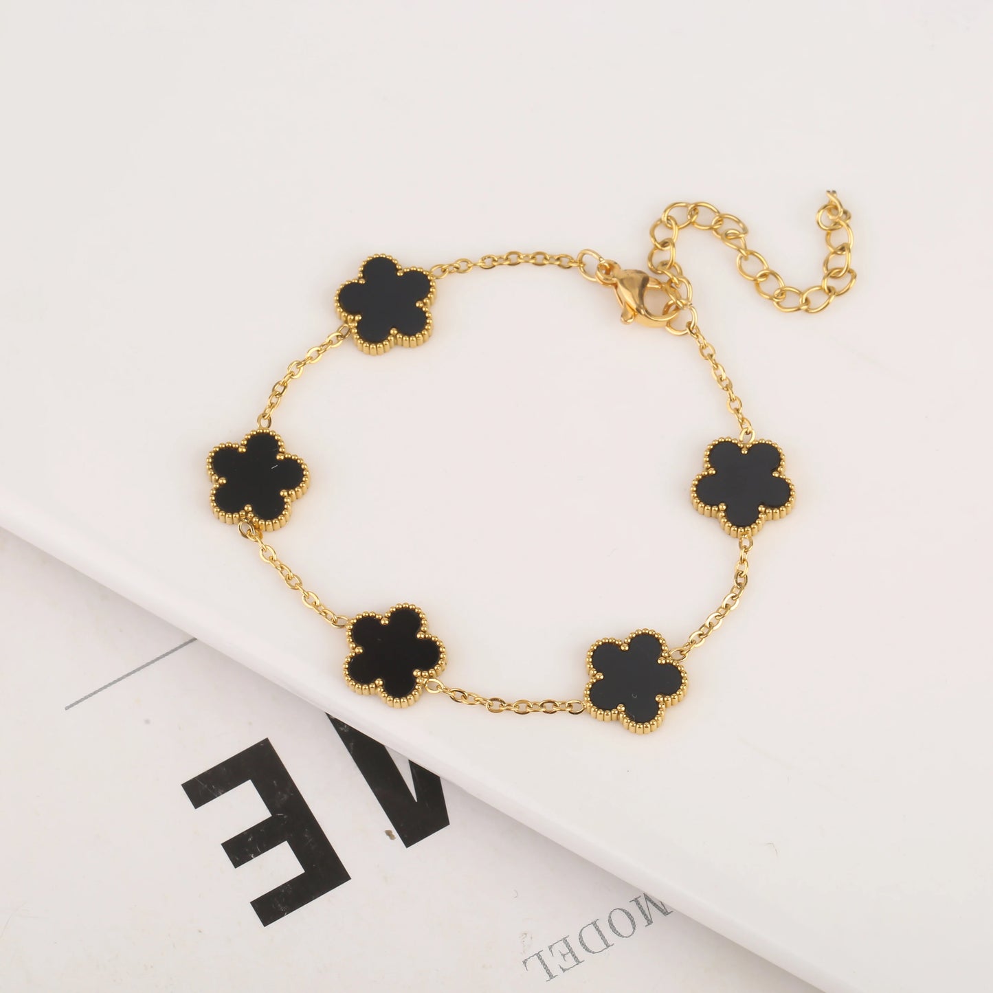 Gold Plated Clover Flower Bracelet for Women