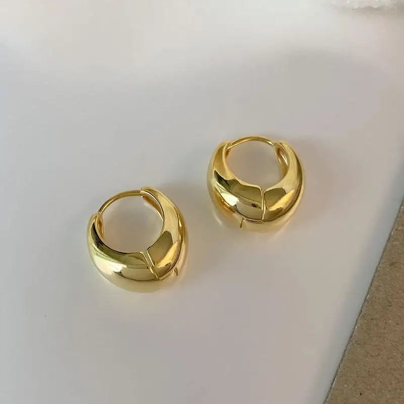 Vintage Gold and Silver Oval Hoop Earrings for Women