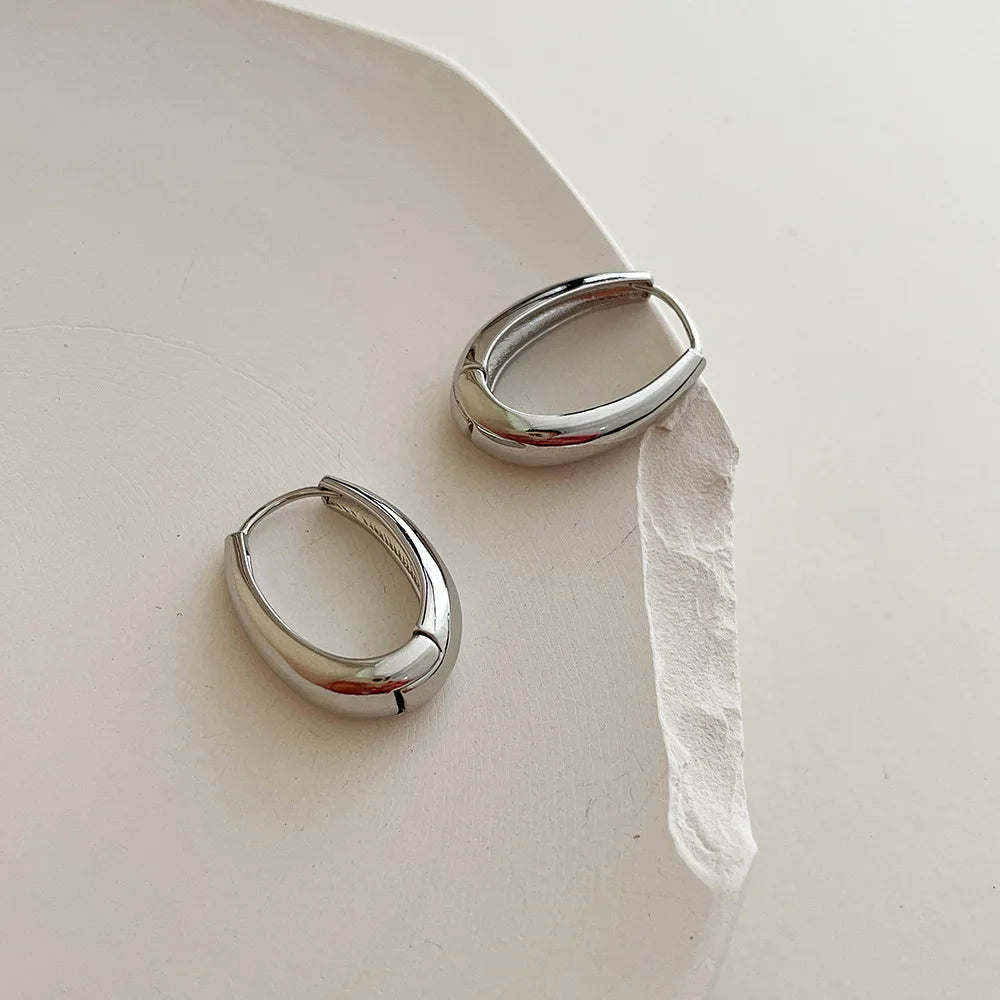 Vintage Gold and Silver Oval Hoop Earrings for Women