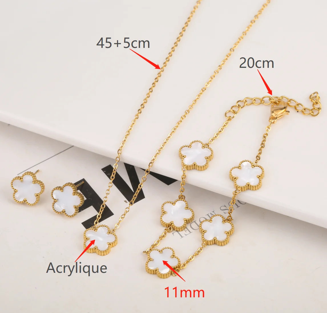 Gold Plated Clover Flower Bracelet for Women