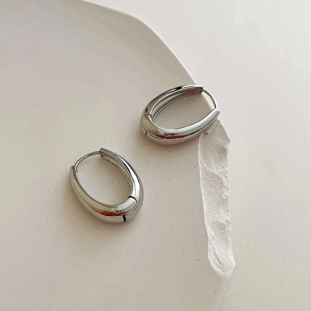 Vintage Gold and Silver Oval Hoop Earrings for Women