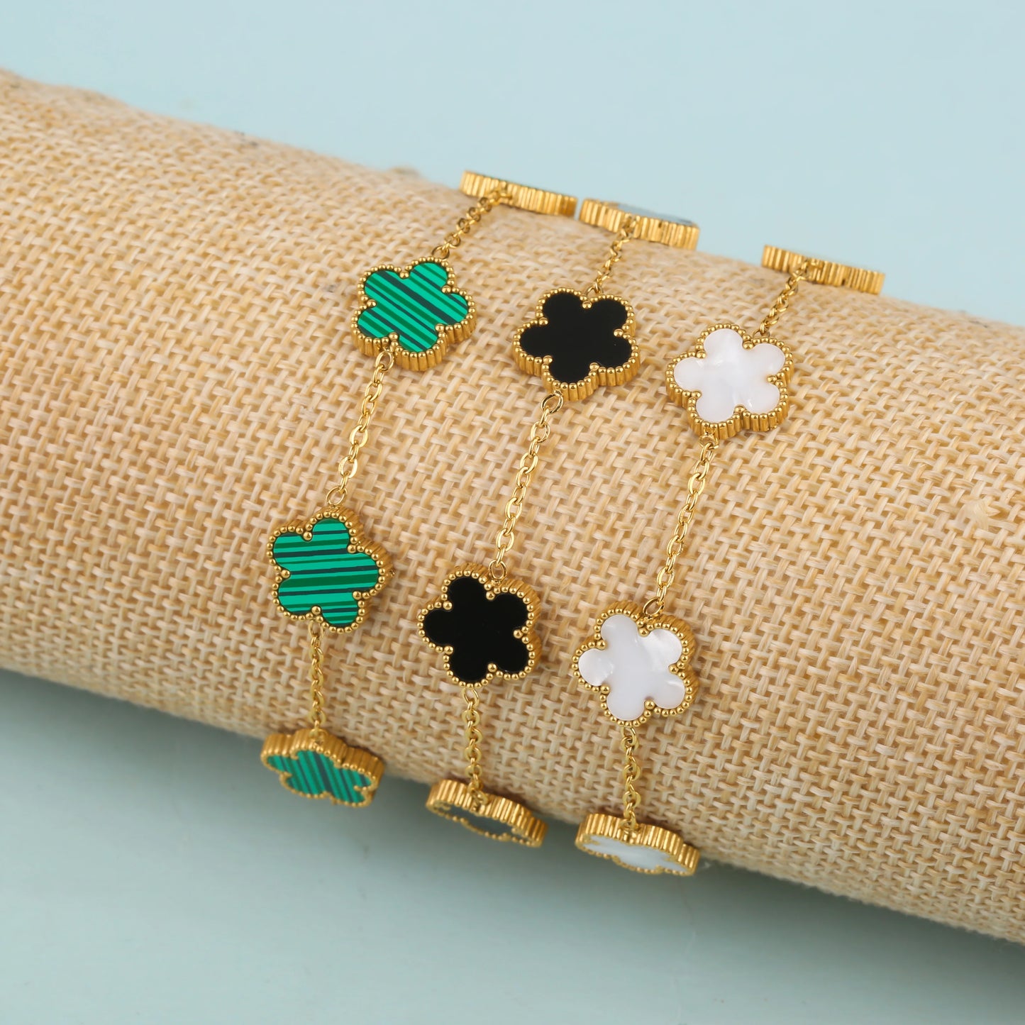 Gold Plated Clover Flower Bracelet for Women